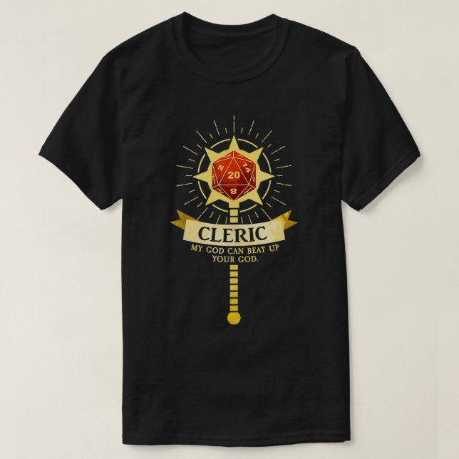 T-shirt Clerc Classe D20 Tabletop Dungeons RPG Dragons  (Design devant)