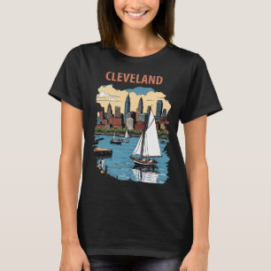 T-shirt Cleveland Ohio Skyline Voilier Voyage