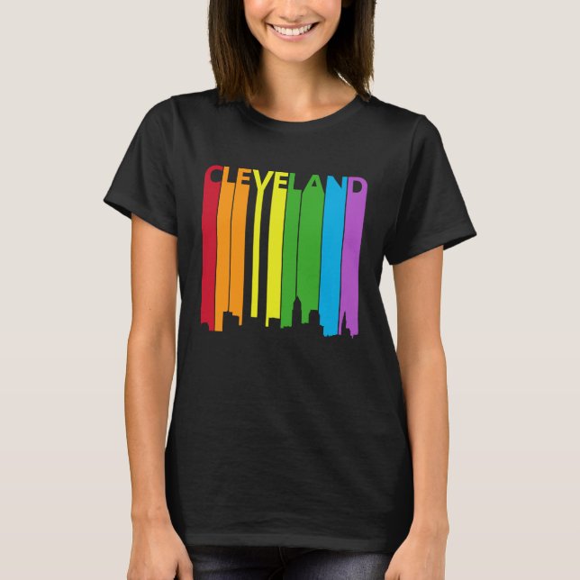 T-shirt Cleveland Skyline LGBT Pride (Devant)