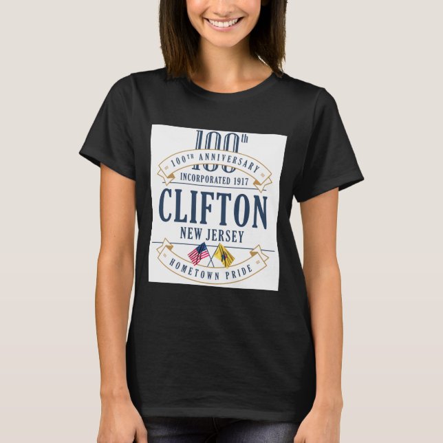 T-shirt Clifton New Jersey 100th Anniv White  (Devant)