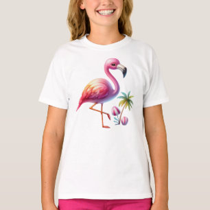 T-shirt Clipart de dessin Flamant rose aquarelle