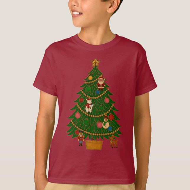 T-shirt Cloisonne Art Christmas Tree Character Ornaments (Devant)