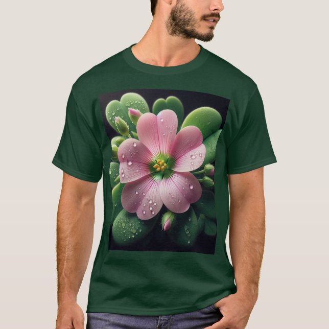 T-shirt Clover Floral rose et vert Oxalis (Devant)