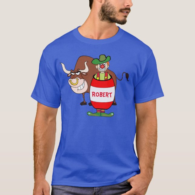 T-shirt Clown de rodéo dans le baril et la bande dessinée (Devant)