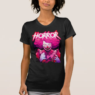 T-shirt Clown d'horreur rose