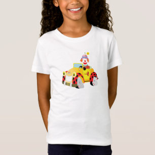 T-Shirt clown joyeux conduit une voiture jaune lunatique