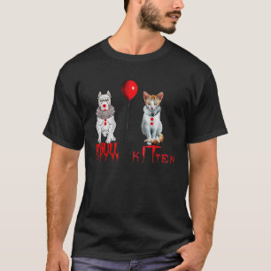 T-shirt Clown Kitten Chat Et Pitbull Chien Horreur Hallowe