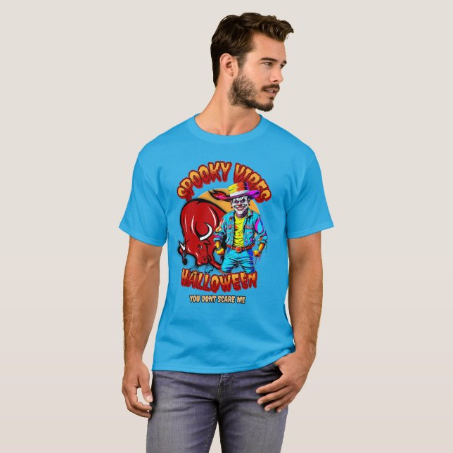 T-shirt Clown Rodéo éffrayant Et Halloween Bull (Devant entier)