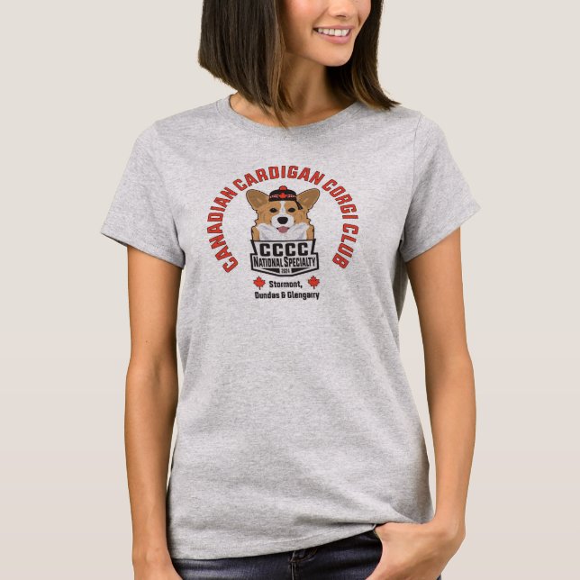 T-shirt Club canadien Cardigan Corgi Gray pour femmes (Devant)