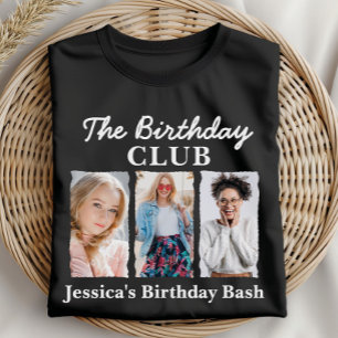 T-shirt Club d'anniversaire personnalisé avec 3 photos et