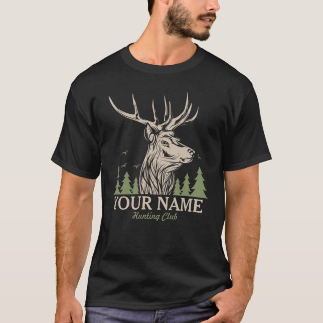 T-shirt Club de chasse personnalisé Hunter Deer Elk Antler (Devant)