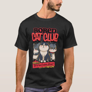 T-shirt Club de chat ennuyé Affiche drôle d'esthétique Sar