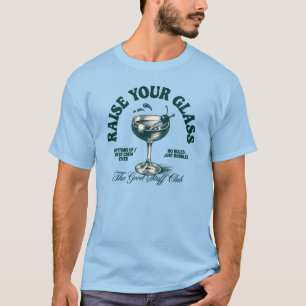 T-shirt Club de Cocktail Vintage Élévation de Verre Design