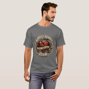 T-shirt Club de cœurs solitaires Cœur brisé Style Rock Vin