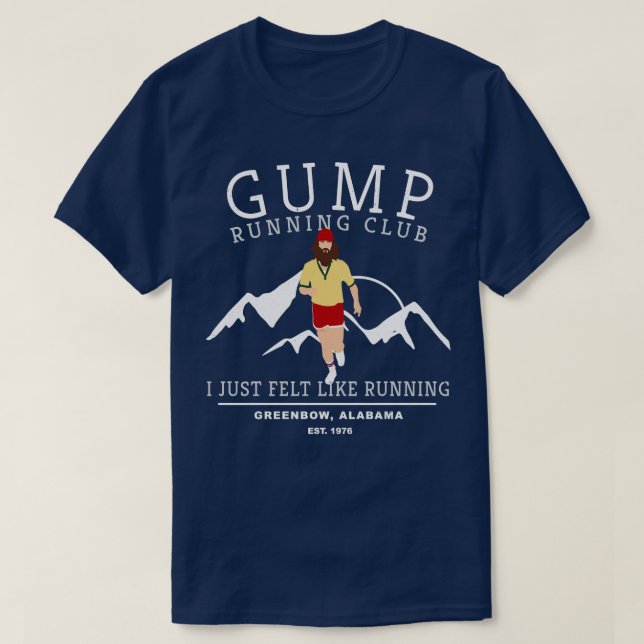 T-shirt Club de course de GUMP Greenbow Alabama Est 1976 (Design devant)