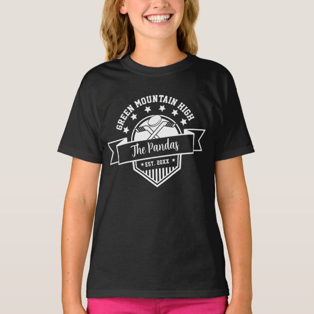 T-shirt Club de l'école Nom de l'équipe Numéro Hockey (Devant)
