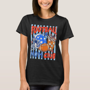 T-shirt Club de maman de football à nœud rayé café drôle d