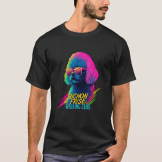 T-shirt Club de marche Bichon Frise Vaporwave Rétro Inspir