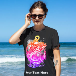 T-shirt club de pêche rose rouge