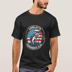 T-shirt Club de pêcheurs de Charlotte Drapeau américain pê