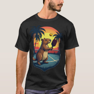 T-shirt Club de Pickleball Capybara Logo Rétro Athlète Vin