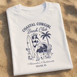 T-shirt Club de plage Cowgirl côtière Enterrement de vie d