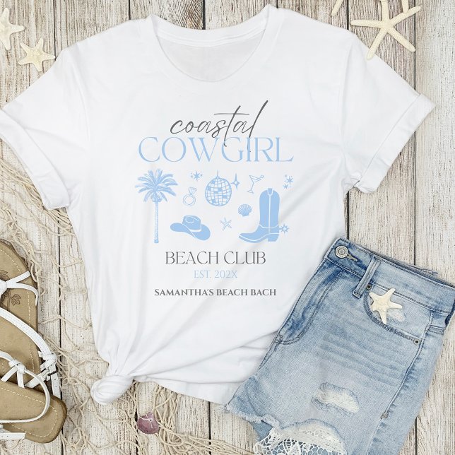 T-shirt Club de plage de cowgirl côtière Bachelorette Fave (Coastal Cowgirl Beach Club Matching Bachelorette Weekend T-shirt)