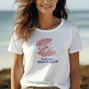T-shirt Club de plage Retro Blue Red Summer Reading