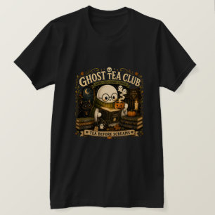 T-shirt Club de Thé Fantôme Bibliophile Halloween Rétro