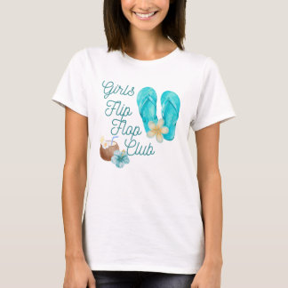 T-shirt Club de tongs pour filles sarcelle avec fleurs tro