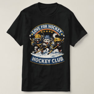 T-shirt Club drôle d'animaux de hockey - Amour classique d