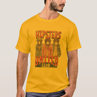 T-shirt Club Hipsters Unis. Singes stylés.