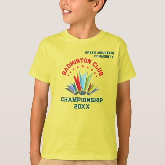 T-shirt Club League Organisation Nom de l'équipe Badminton (Devant)