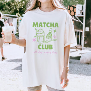 T-shirt Club Matcha Vert & Doodles Rose Été