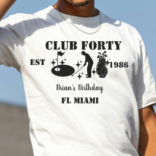 T-shirt Club Quarantième Anniversaire golf Personnalisé 40