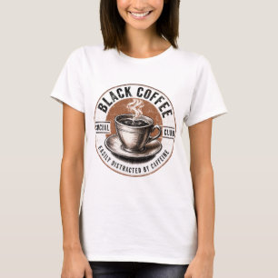 T-shirt Club Social Café Noir Design Drôle