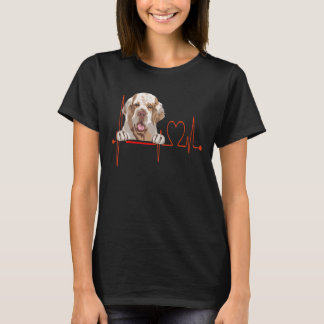T-shirt Clumber Spaniel Chien Heartbeat EKG Mes Chiens Son