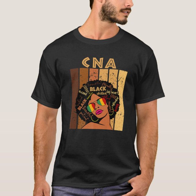 T-shirt CNA Certified Nursing Assistant afro Black History (Devant)
