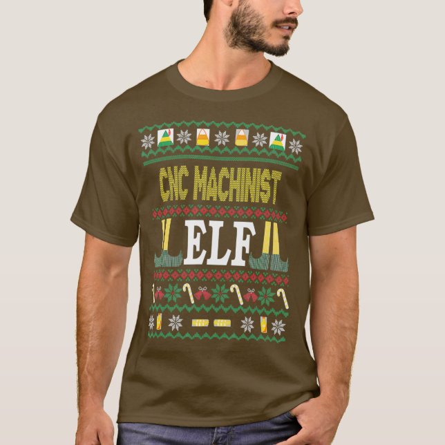 T-shirt CNC Machinist Elf Drôle cadeau de Noël (Devant)