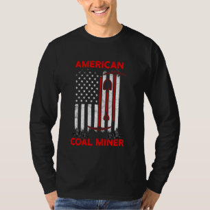 T-shirt Coal Miner Us Drapeaux Drôle Travailleur Minier
