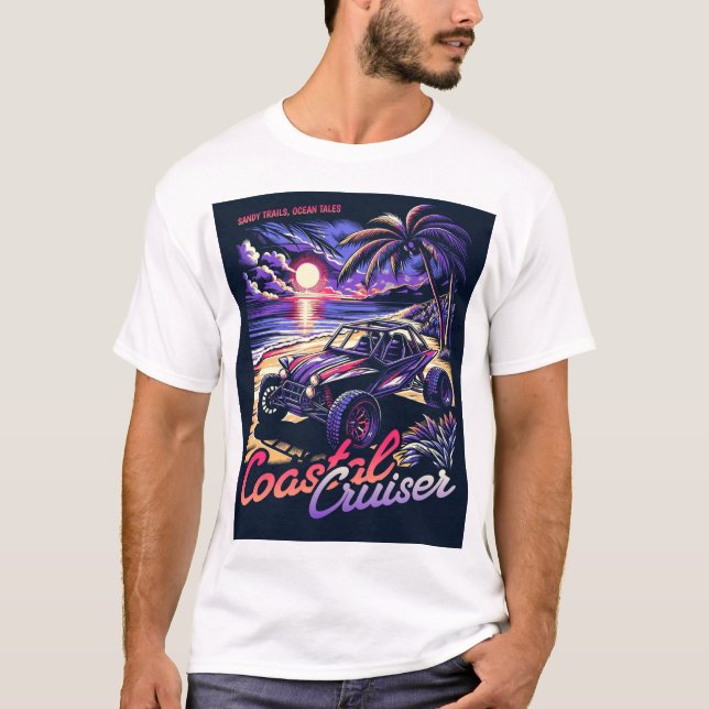 T-shirt Coastal Cruiser Sunset Beach Buggy Retro Artwork (Devant)