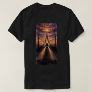 T-Shirt Coche Funéraire au Coucher du Soleil pour