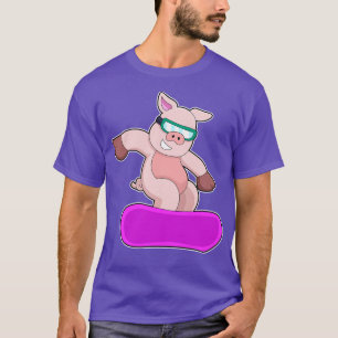 T-shirt Cochon à Snowboard Sports Ski goggings