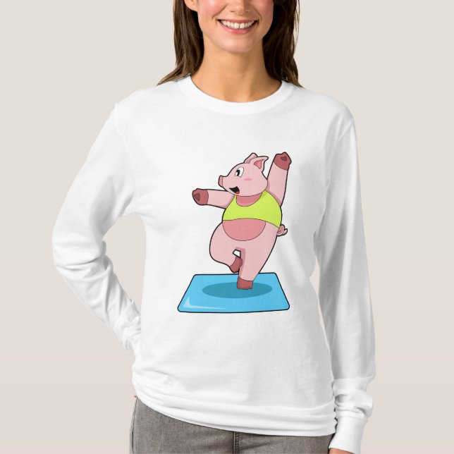 T-shirt Cochon au yoga Fitness (Devant)