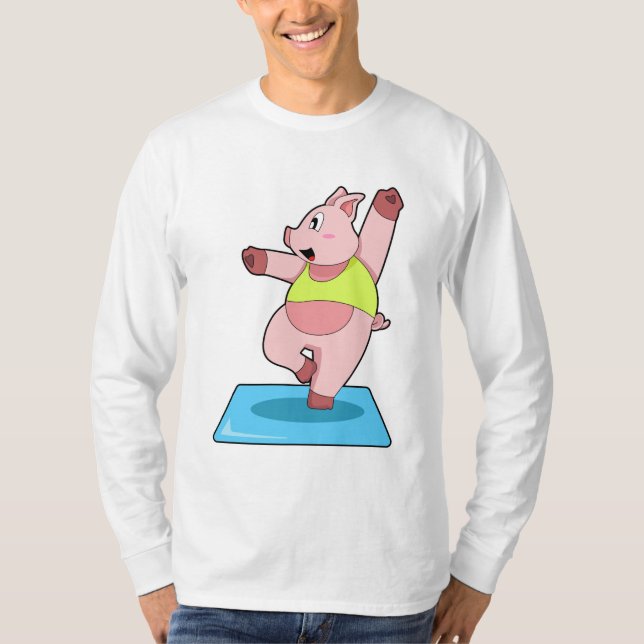 T-shirt Cochon au yoga Fitness (Devant)