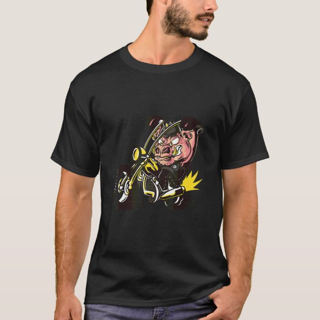 T-shirt Cochon Avec Couvercle De Pimple Comme Rocher Sur M (Devant)