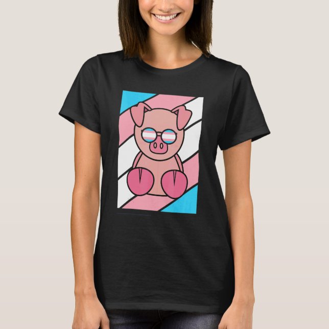 T-shirt Cochon Avec Fierté Transgenre Drapeau Lgbtq Fier A (Devant)