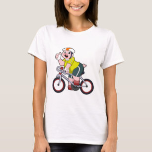 T-shirt Cochon avec vélo et casque