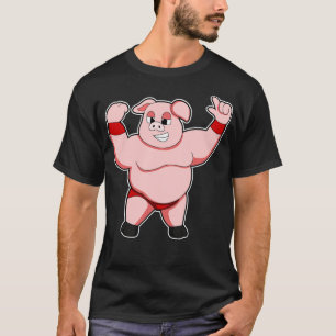 T-shirt Cochon comme Bodybuilder avec gros ventre