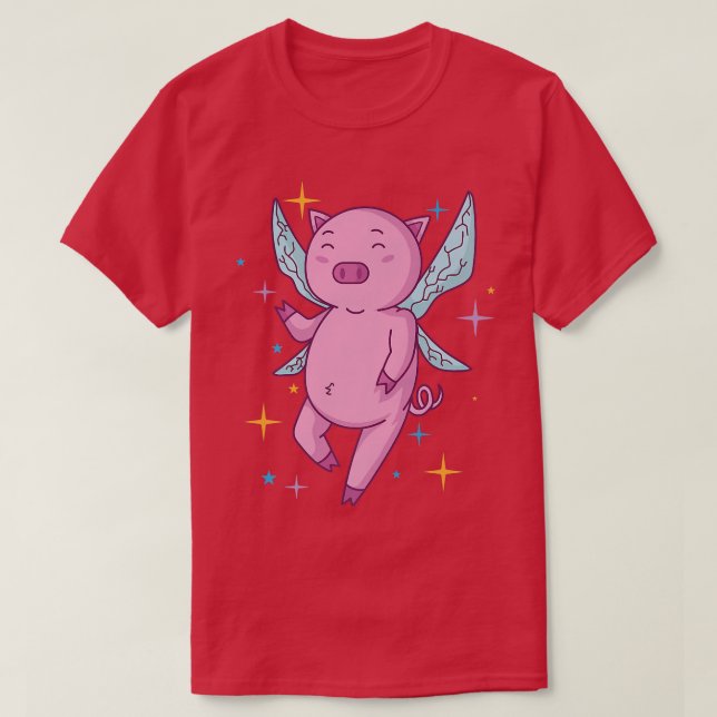 T-shirt Cochon de fée avec magie Wagon Animal (Design devant)